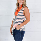 Rhett Orange + Navy Stripe Top Entro