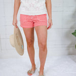 Rhonda Red Gingham Short Just Black Denim