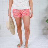 Rhonda Red Gingham Short Just Black Denim