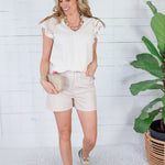 Riley Oak V Neck Ruffle Tee Umgee