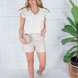 Riley Oak V Neck Ruffle Tee Umgee