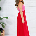 Rojo Linen Colorblock Bustier Maxi Dress Karlie