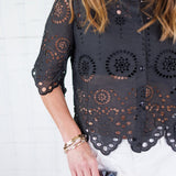 Rory Black Eyelet Top