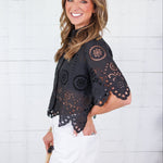 Rory Black Eyelet Top