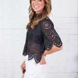 Rory Black Eyelet Top