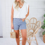 Rosie Navy Gingham Short Just Black Denim