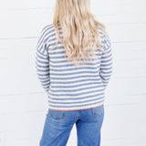Ross Denim Stripe Blanket Stitch Sweater Staccato