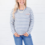 Ross Denim Stripe Blanket Stitch Sweater Staccato