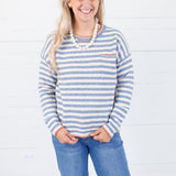 Ross Denim Stripe Blanket Stitch Sweater Staccato