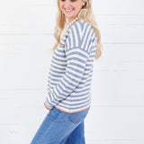Ross Denim Stripe Blanket Stitch Sweater Staccato