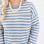 Ross Denim Stripe Blanket Stitch Sweater Staccato