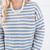 Ross Denim Stripe Blanket Stitch Sweater Staccato