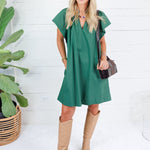 Ross Pine Ruffle Neck Mini Dress Pinch
