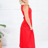 Ruby Sleeveless Poplin Fit & Flare Maxi Dress Lalavon 