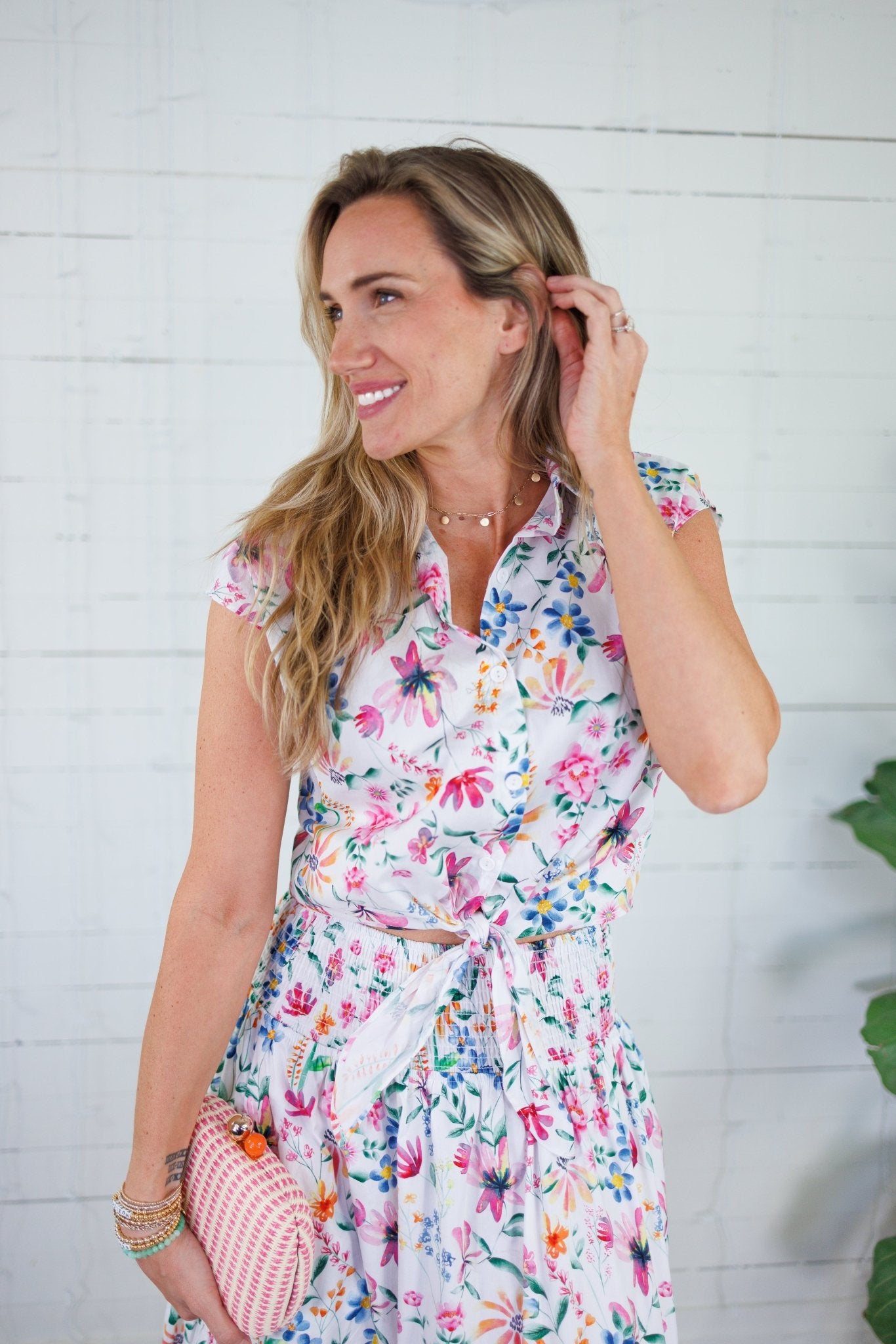 Sabine Garden Rhapsody Tie Front Top Adrienne