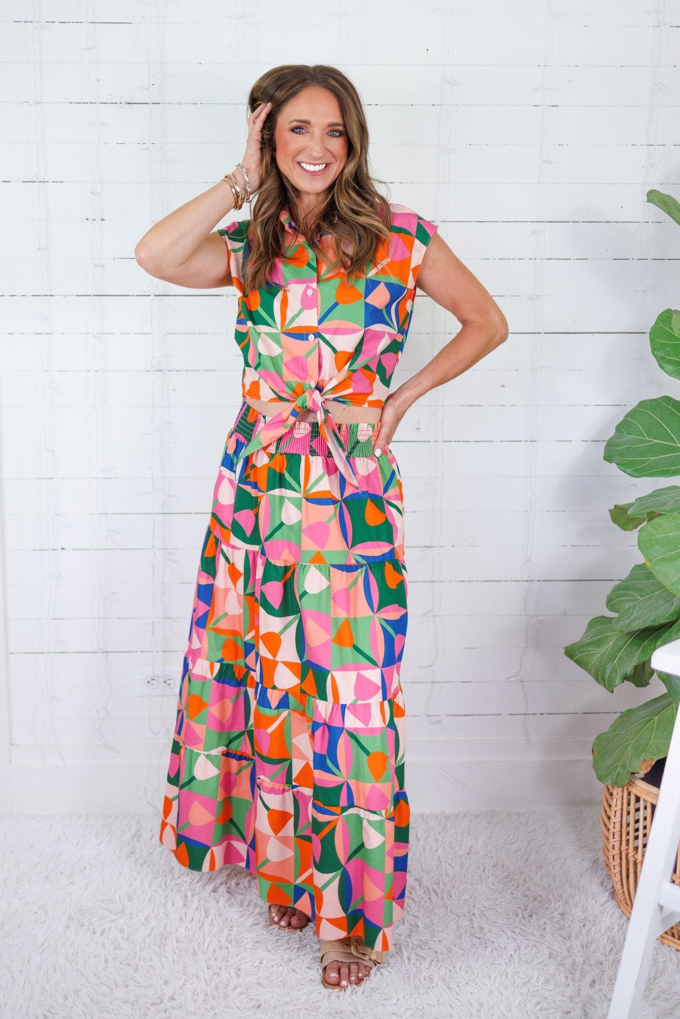 Sabine Petal Pop Tie Front Top Adrienne 