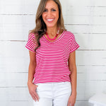 Sally Hot Pink Striped Tee Staccato
