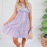 Sam Sky + Red Stripes Zip Front Mini Dress