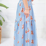 Sammy Floral Stripe Smocked Tier Maxi Skirt Karlie