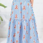 Sammy Floral Stripe Smocked Tier Maxi Skirt Karlie
