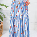 Sammy Floral Stripe Smocked Tier Maxi Skirt Karlie