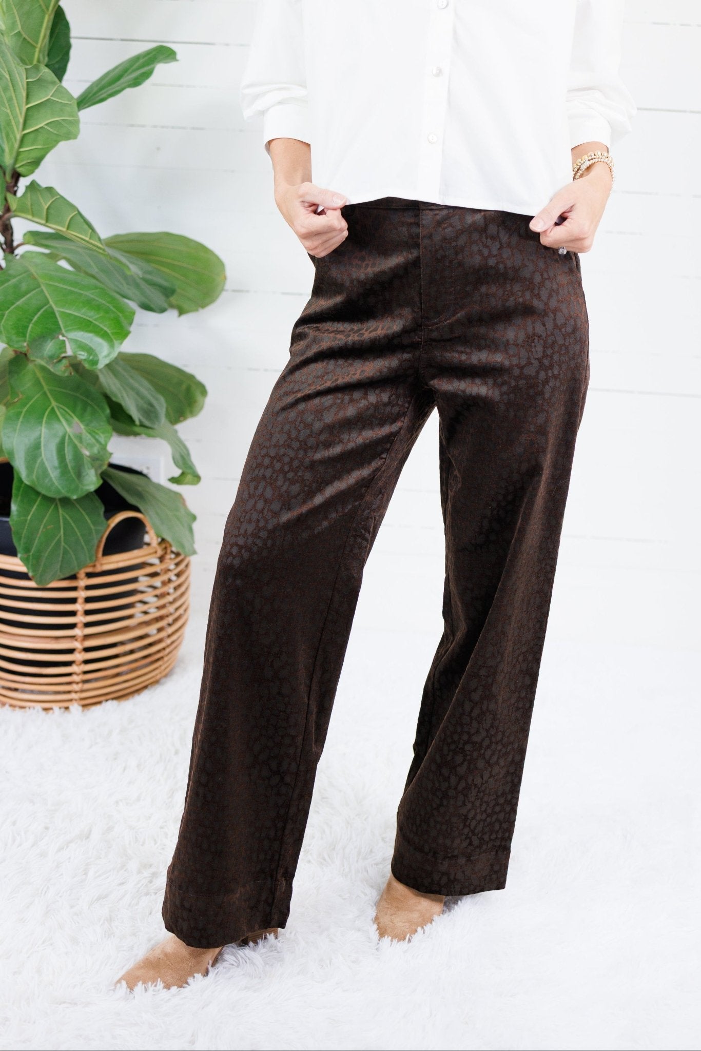 Sampson Choco Embossed Leopard Pants Molly Bracken
