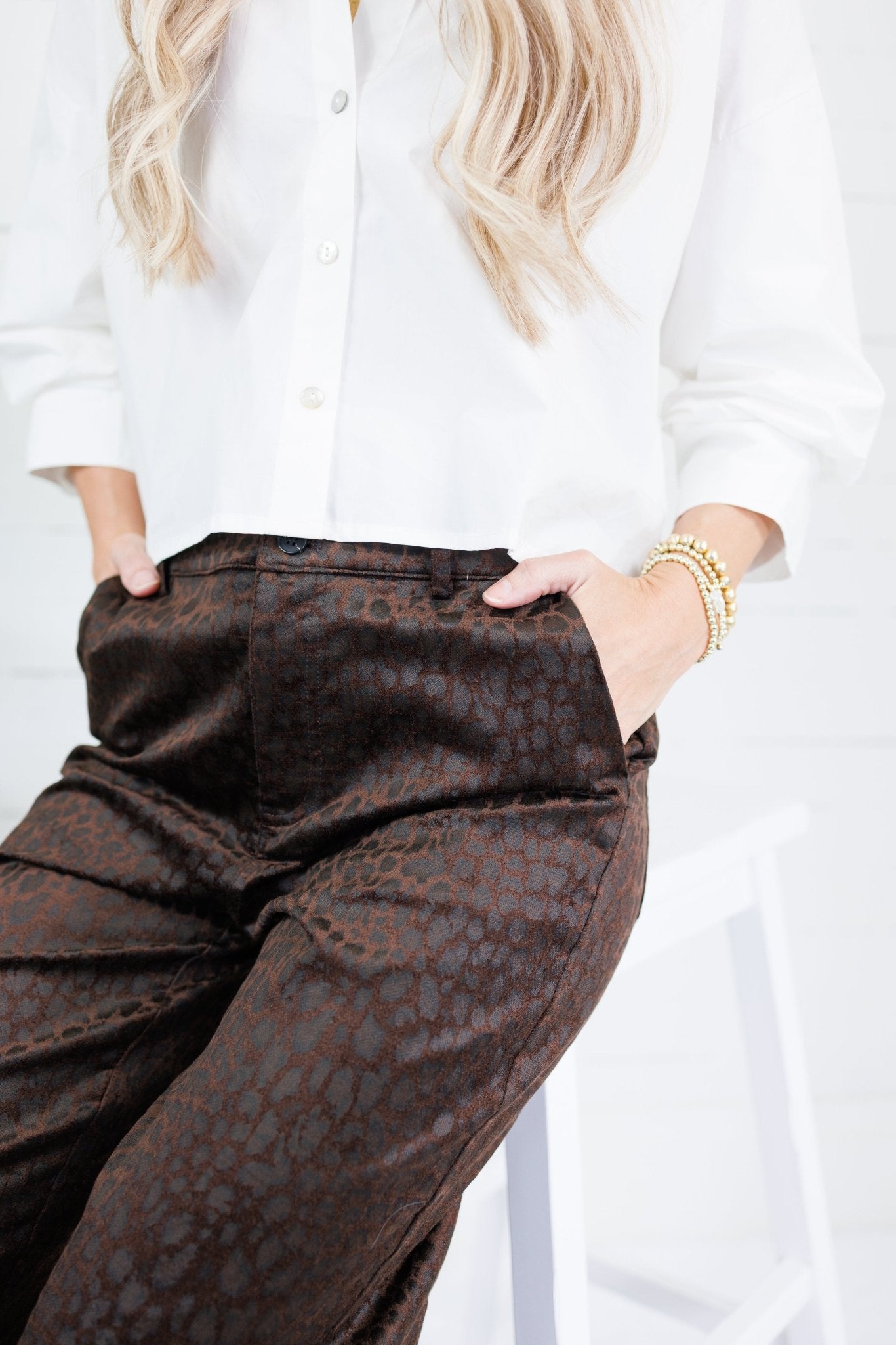 Sampson Choco Embossed Leopard Pants Molly Bracken