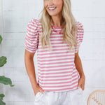 Sarah Pink Striped Tee Staccato