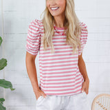Sarah Pink Striped Tee Staccato