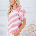 Sarah Pink Striped Tee Staccato