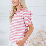 Sarah Pink Striped Tee Staccato