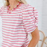 Sarah Pink Striped Tee Staccato