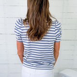 Sarah Slate Blue Striped Tee Staccato