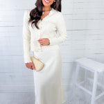 Scarlett Ivory Scallop + Pearl Bow Sweater 