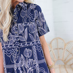 Selene Navy Stitch Mini Shirt Dress Meet Me in Santorini