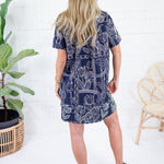 Selene Navy Stitch Mini Shirt Dress Meet Me in Santorini