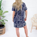 Selene Navy Stitch Mini Shirt Dress Meet Me in Santorini