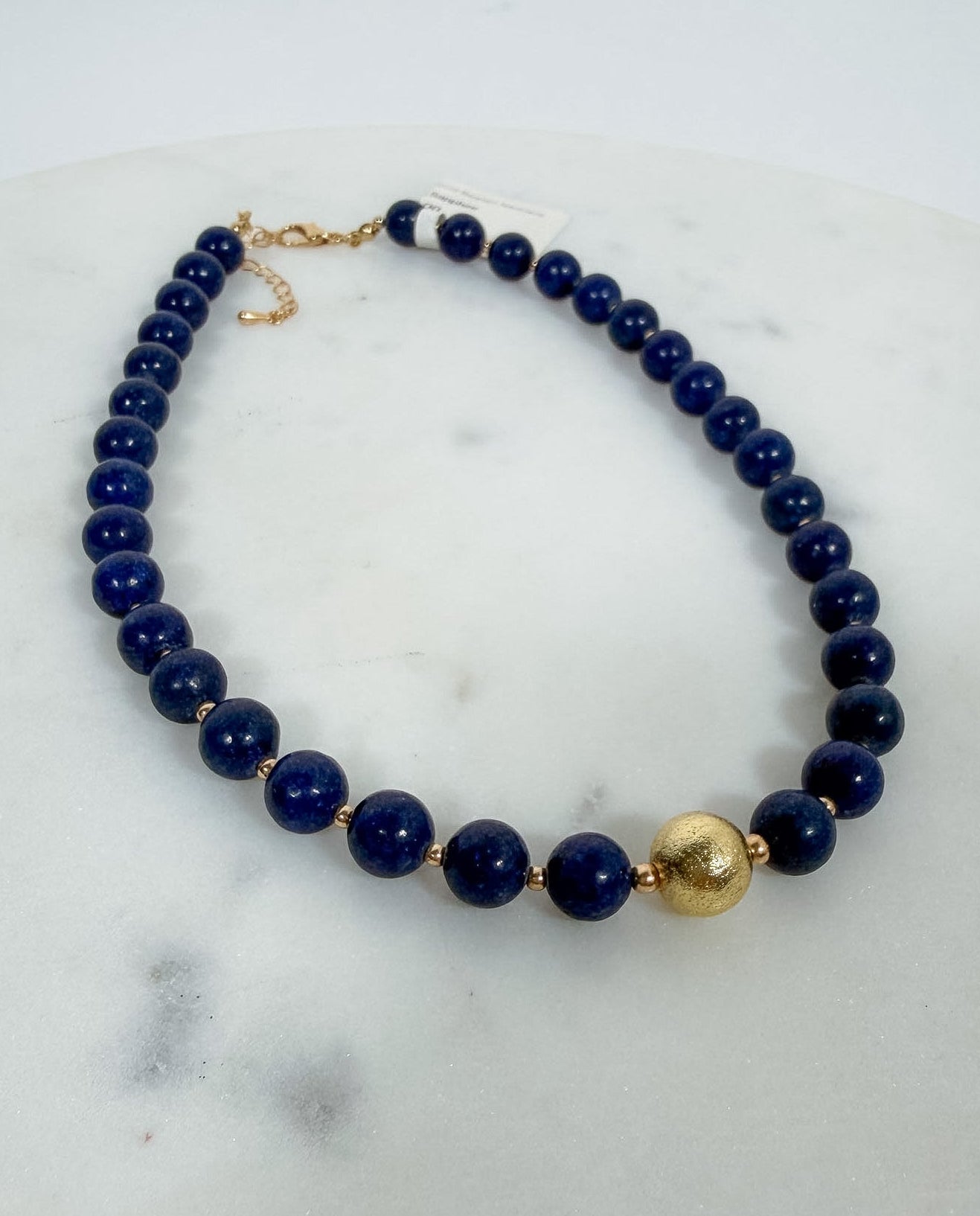 Semi Precious Stone + Gold Beaded Necklace