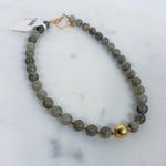 Semi Precious Stone + Gold Beaded Necklace