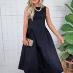 Shaw Black Sleeveless Midi Dress THML