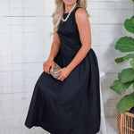 Shaw Black Sleeveless Midi Dress THML