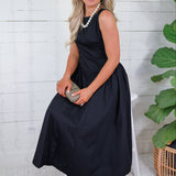 Shaw Black Sleeveless Midi Dress THML