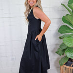 Shaw Black Sleeveless Midi Dress THML