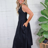 Shaw Black Sleeveless Midi Dress THML
