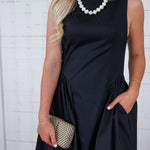 Shaw Black Sleeveless Midi Dress THML