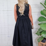 Shaw Black Sleeveless Midi Dress THML