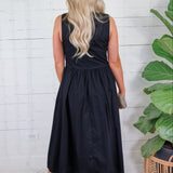 Shaw Black Sleeveless Midi Dress THML