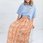 Shaw Rust Elastic Waist Maxi Skirt Be Cool