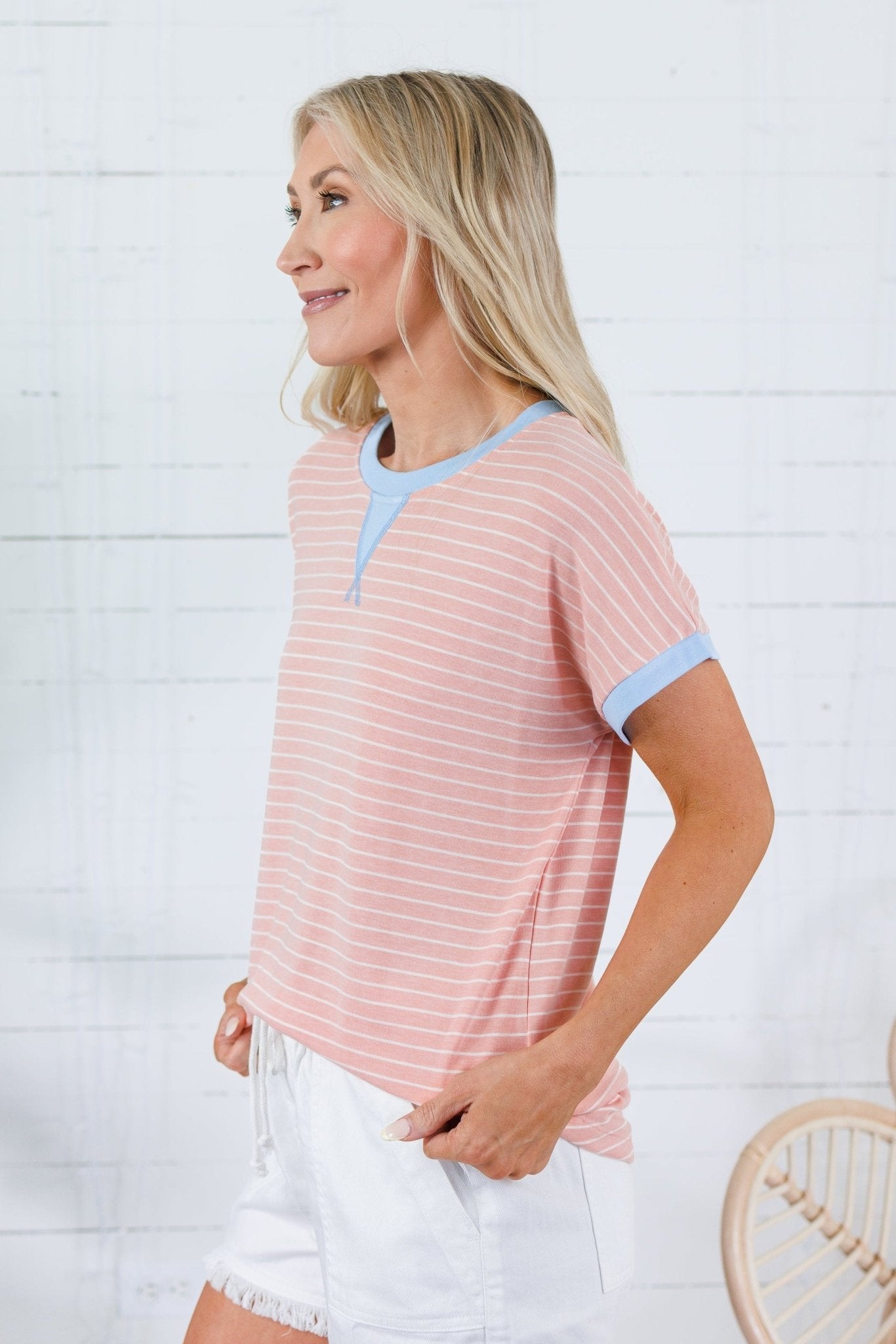Sheila Peach + Blue Tee Shirt Staccato