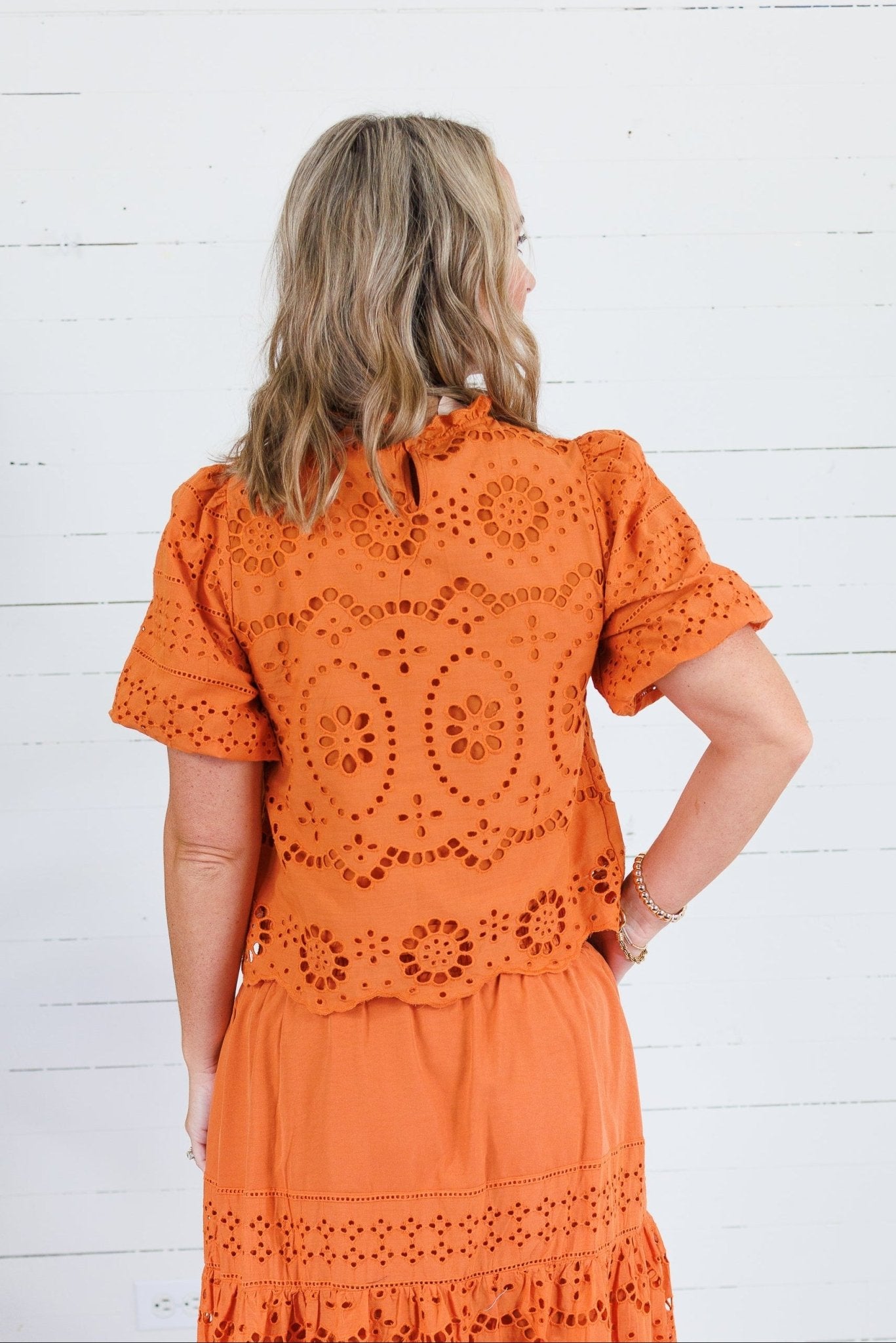 Shug Ginger Eyelet Crop Top Polagram